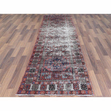 Load image into Gallery viewer, 3&#39;2&quot;x9&#39;5&quot; Vintage Red Northwest Persian Distressed Pure Wool Hand Knotted Clean Oriental Runner Rug FWR365676