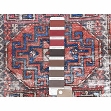 Load image into Gallery viewer, 3&#39;2&quot;x9&#39;5&quot; Vintage Red Northwest Persian Distressed Pure Wool Hand Knotted Clean Oriental Runner Rug FWR365676