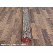 Load image into Gallery viewer, 3&#39;2&quot;x9&#39;5&quot; Vintage Red Northwest Persian Distressed Pure Wool Hand Knotted Clean Oriental Runner Rug FWR365676