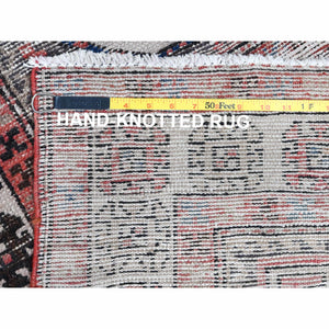 3'2"x9'5" Vintage Red Northwest Persian Distressed Pure Wool Hand Knotted Clean Oriental Runner Rug FWR365676