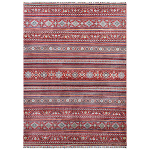 9'10"x13'5" Terracotta Red Super Kazak Khorjin Design Hand Knotted Organic Wool Oriental Rug FWR366780