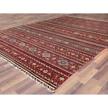 Load image into Gallery viewer, 9&#39;10&quot;x13&#39;5&quot; Terracotta Red Super Kazak Khorjin Design Hand Knotted Organic Wool Oriental Rug FWR366780