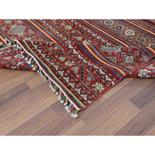 Load image into Gallery viewer, 9&#39;10&quot;x13&#39;5&quot; Terracotta Red Super Kazak Khorjin Design Hand Knotted Organic Wool Oriental Rug FWR366780