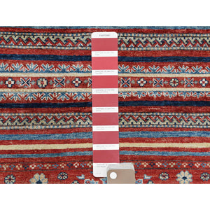 9'10"x13'5" Terracotta Red Super Kazak Khorjin Design Hand Knotted Organic Wool Oriental Rug FWR366780