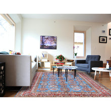 Load image into Gallery viewer, 9&#39;2&quot;x11&#39;10&quot; Denim Blue Caucasian Design Super Kazak Soft Organic Wool Hand Knotted Oriental Rug FWR366882