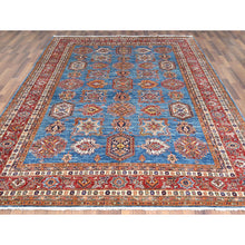 Load image into Gallery viewer, 9&#39;2&quot;x11&#39;10&quot; Denim Blue Caucasian Design Super Kazak Soft Organic Wool Hand Knotted Oriental Rug FWR366882