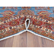 Load image into Gallery viewer, 9&#39;2&quot;x11&#39;10&quot; Denim Blue Caucasian Design Super Kazak Soft Organic Wool Hand Knotted Oriental Rug FWR366882