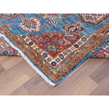 Load image into Gallery viewer, 9&#39;2&quot;x11&#39;10&quot; Denim Blue Caucasian Design Super Kazak Soft Organic Wool Hand Knotted Oriental Rug FWR366882