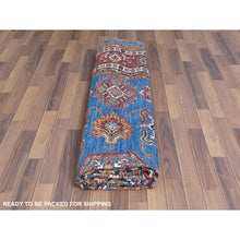 Load image into Gallery viewer, 9&#39;2&quot;x11&#39;10&quot; Denim Blue Caucasian Design Super Kazak Soft Organic Wool Hand Knotted Oriental Rug FWR366882