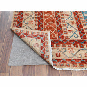6'2"x8'8" Colorful Super Kazak With Shawl Design Hand Knotted Vibrant Pure Wool Oriental Rug FWR366936
