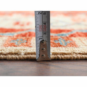6'2"x8'8" Colorful Super Kazak With Shawl Design Hand Knotted Vibrant Pure Wool Oriental Rug FWR366936