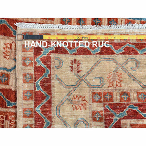6'2"x8'8" Colorful Super Kazak With Shawl Design Hand Knotted Vibrant Pure Wool Oriental Rug FWR366936