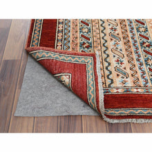 Load image into Gallery viewer, 6&#39;5&quot;x9&#39;1&quot; Ivory With Shades Of Brown Hand Knotted Shawl Design Super Kazak Soft Organic Wool Oriental Rug FWR366948