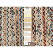 Load image into Gallery viewer, 6&#39;5&quot;x9&#39;1&quot; Ivory With Shades Of Brown Hand Knotted Shawl Design Super Kazak Soft Organic Wool Oriental Rug FWR366948