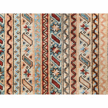 Load image into Gallery viewer, 6&#39;5&quot;x9&#39;1&quot; Ivory With Shades Of Brown Hand Knotted Shawl Design Super Kazak Soft Organic Wool Oriental Rug FWR366948