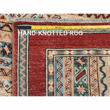 Load image into Gallery viewer, 6&#39;5&quot;x9&#39;1&quot; Ivory With Shades Of Brown Hand Knotted Shawl Design Super Kazak Soft Organic Wool Oriental Rug FWR366948
