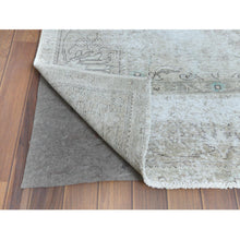 Load image into Gallery viewer, 9&#39;8&quot;x12&#39;6&quot; Pure Wool Persian Tabriz Vintage Clean with Some Parts of Wear Beautiful Herbal Wash Ivory Hand Knotted Oriental Rug FWR367296
