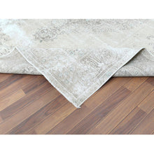 Load image into Gallery viewer, 9&#39;8&quot;x12&#39;6&quot; Pure Wool Persian Tabriz Vintage Clean with Some Parts of Wear Beautiful Herbal Wash Ivory Hand Knotted Oriental Rug FWR367296