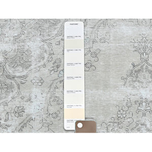 9'8"x12'6" Pure Wool Persian Tabriz Vintage Clean with Some Parts of Wear Beautiful Herbal Wash Ivory Hand Knotted Oriental Rug FWR367296