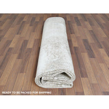 Load image into Gallery viewer, 9&#39;8&quot;x12&#39;6&quot; Pure Wool Persian Tabriz Vintage Clean with Some Parts of Wear Beautiful Herbal Wash Ivory Hand Knotted Oriental Rug FWR367296
