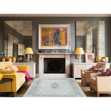 Load image into Gallery viewer, 6&#39;9&quot;x10&#39;10&quot; Bohemian Distressed Hand Knotted Washed Out Gray Organic Wool Worn Down Clean Persian Kerman Old Oriental Rug FWR368028