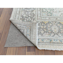 Load image into Gallery viewer, 6&#39;9&quot;x10&#39;10&quot; Bohemian Distressed Hand Knotted Washed Out Gray Organic Wool Worn Down Clean Persian Kerman Old Oriental Rug FWR368028