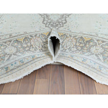 Load image into Gallery viewer, 6&#39;9&quot;x10&#39;10&quot; Bohemian Distressed Hand Knotted Washed Out Gray Organic Wool Worn Down Clean Persian Kerman Old Oriental Rug FWR368028