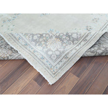 Load image into Gallery viewer, 6&#39;9&quot;x10&#39;10&quot; Bohemian Distressed Hand Knotted Washed Out Gray Organic Wool Worn Down Clean Persian Kerman Old Oriental Rug FWR368028