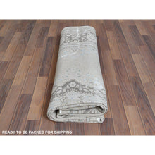 Load image into Gallery viewer, 6&#39;9&quot;x10&#39;10&quot; Bohemian Distressed Hand Knotted Washed Out Gray Organic Wool Worn Down Clean Persian Kerman Old Oriental Rug FWR368028