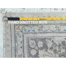 Load image into Gallery viewer, 6&#39;9&quot;x10&#39;10&quot; Bohemian Distressed Hand Knotted Washed Out Gray Organic Wool Worn Down Clean Persian Kerman Old Oriental Rug FWR368028