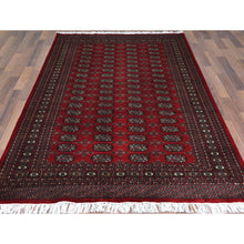 Load image into Gallery viewer, 5&#39;1&quot;x7&#39;9&quot; Deep And Saturated Red Hand Knotted Super Bokara 250 Kpsi Denser Weave Silky Wool Oriental Rug FWR368280