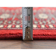 Load image into Gallery viewer, 3&#39;1&quot;x4&#39;10&quot; Hand Knotted Saturated Red Denser Weave Silky Wool 250 Kpsi Super Bokara Oriental Rug FWR368292