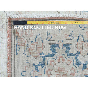 9'8"x12'7" Cork Brown, Persian Kerman, Old Clean, Sun Faded with Milk Wash Organic Wool, Low to the Pile, Hand Knotted, Oriental Rug FWR368424