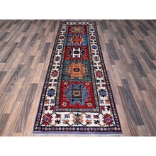 Load image into Gallery viewer, 2&#39;8&quot;x8&#39;2&quot; Crimson Red, Colorful Afghan Ersari With Turkish Knot, Caucasian Design Revival, Vegetable Dyes, Densely Woven, Hand Knotted, Soft Wool, Runner, Oriental Rug FWR3684