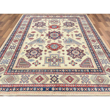 Load image into Gallery viewer, 9&#39;1&quot;x11&#39;7&quot; Hand Knotted, Ivory, Caucasian Design, Afghan Special Kazak With Soft Colors, Natural Wool, Oriental Rug FWR369192