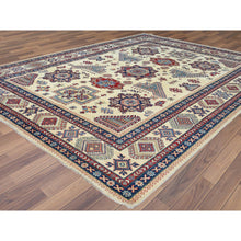 Load image into Gallery viewer, 9&#39;1&quot;x11&#39;7&quot; Hand Knotted, Ivory, Caucasian Design, Afghan Special Kazak With Soft Colors, Natural Wool, Oriental Rug FWR369192