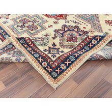 Load image into Gallery viewer, 9&#39;1&quot;x11&#39;7&quot; Hand Knotted, Ivory, Caucasian Design, Afghan Special Kazak With Soft Colors, Natural Wool, Oriental Rug FWR369192