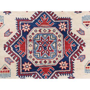 9'1"x11'7" Hand Knotted, Ivory, Caucasian Design, Afghan Special Kazak With Soft Colors, Natural Wool, Oriental Rug FWR369192