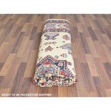 Load image into Gallery viewer, 9&#39;1&quot;x11&#39;7&quot; Hand Knotted, Ivory, Caucasian Design, Afghan Special Kazak With Soft Colors, Natural Wool, Oriental Rug FWR369192