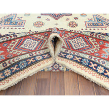 Load image into Gallery viewer, 8&#39;10&quot;x11&#39;9&quot; Afghan Special Kazak With Colorful Pattern, Shiny Wool, Hand Knotted, Ivory, Caucasian Design, Oriental Rug FWR369204