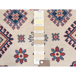9'10"x13'8" Ivory, Afghan Special Kazak With Geometric Caucasian Design, Extra Soft Wool, Hand Knotted, Oriental Rug FWR369216