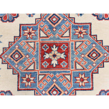 Load image into Gallery viewer, 9&#39;10&quot;x13&#39;8&quot; Ivory, Afghan Special Kazak With Geometric Caucasian Design, Extra Soft Wool, Hand Knotted, Oriental Rug FWR369216