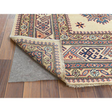 Load image into Gallery viewer, 9&#39;x11&#39;8&quot; Hand Knotted, Ivory, Afghan Special Kazak with Geometric Caucasian Design, Pure Wool, Oriental Rug FWR369222