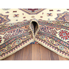 Load image into Gallery viewer, 9&#39;x11&#39;8&quot; Hand Knotted, Ivory, Afghan Special Kazak with Geometric Caucasian Design, Pure Wool, Oriental Rug FWR369222