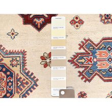 Load image into Gallery viewer, 9&#39;x11&#39;8&quot; Hand Knotted, Ivory, Afghan Special Kazak with Geometric Caucasian Design, Pure Wool, Oriental Rug FWR369222