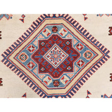 Load image into Gallery viewer, 9&#39;x11&#39;8&quot; Hand Knotted, Ivory, Afghan Special Kazak with Geometric Caucasian Design, Pure Wool, Oriental Rug FWR369222