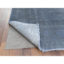 Load image into Gallery viewer, 7&#39;2&quot;x10&#39;4&quot; Distressed Worn Wool Shaved Down Hand Knotted Dark Gray Vintage Overdyed Persian Tabriz Oriental Rug FWR369582