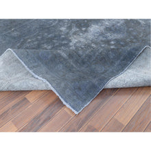 Load image into Gallery viewer, 7&#39;2&quot;x10&#39;4&quot; Distressed Worn Wool Shaved Down Hand Knotted Dark Gray Vintage Overdyed Persian Tabriz Oriental Rug FWR369582