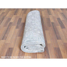 Load image into Gallery viewer, 7&#39;2&quot;x10&#39;4&quot; Distressed Worn Wool Shaved Down Hand Knotted Dark Gray Vintage Overdyed Persian Tabriz Oriental Rug FWR369582