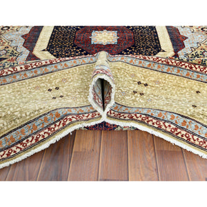 8'2"x10' Light Green, Shiny Wool, Hand Knotted, Super Fine Peshawar With Mamluk Design, Dense Weave, 200 Kpsi, Natural Dyes, Oriental Rug FWR369810